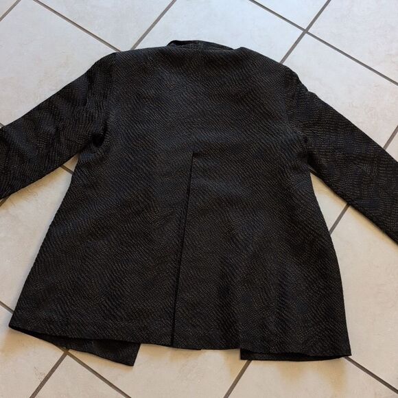 Eileen Fisher High Collar Jacket Silk Blend Jacquard Wave Size Brown Petite S - Picture 4 of 12
